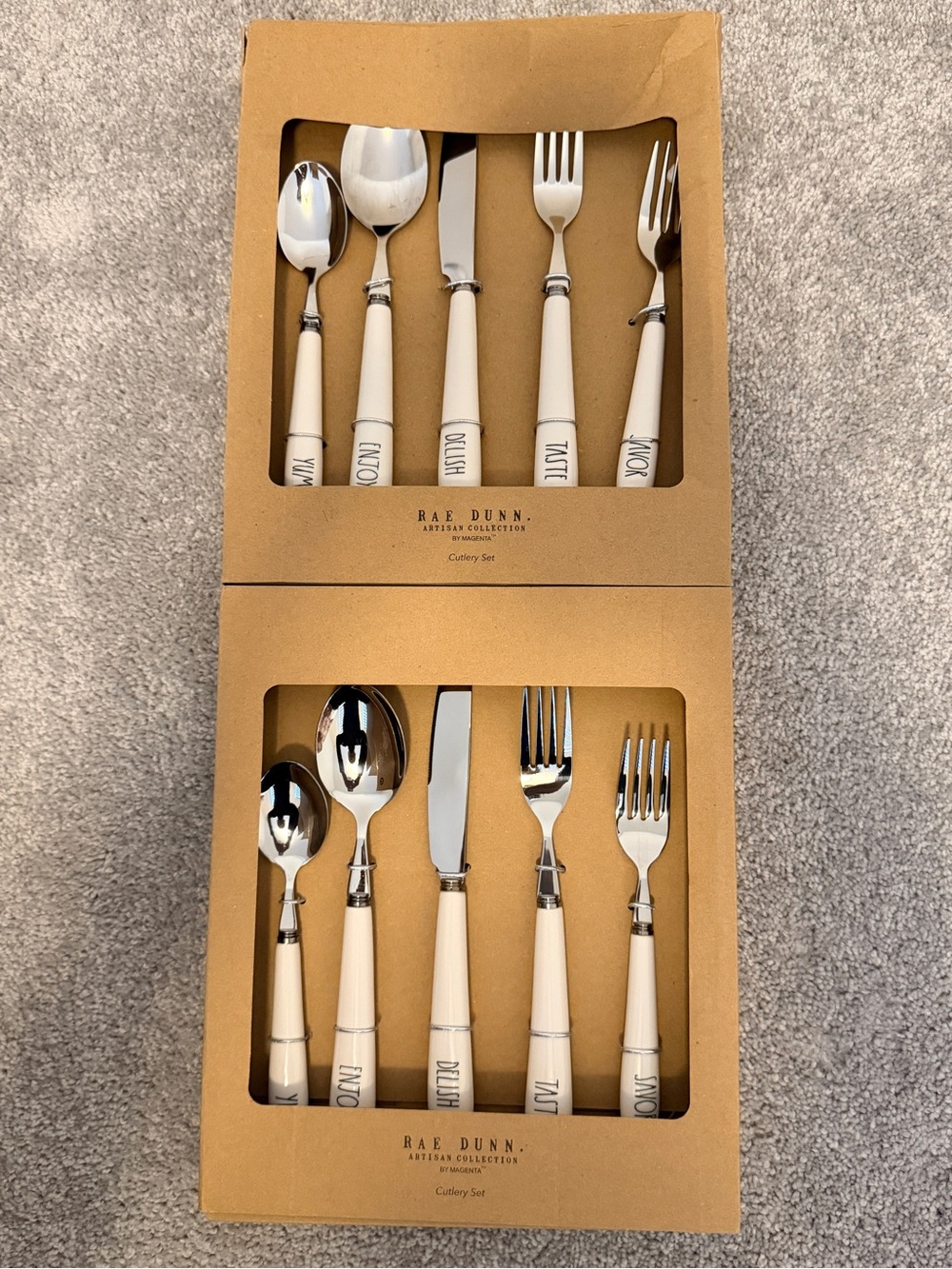 Rae Dunn Cream Handle 10-Piece Stainless Steel Utensil Set
